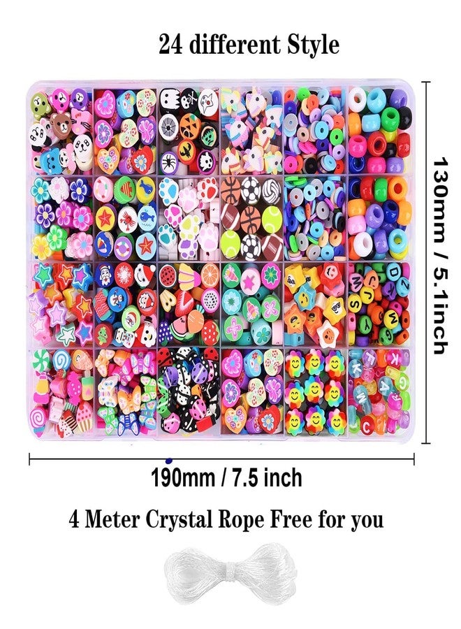 Nuvex Polymer Bracelet Making Kit 24 Styles of Cute Beads & Charms for DIY Jewelry Fruit, Flower, Smiley, Animal, Cake, Butterfly, Heart Beads Craft Set for Making Necklaces, Earrings, Bracelets - Image 2